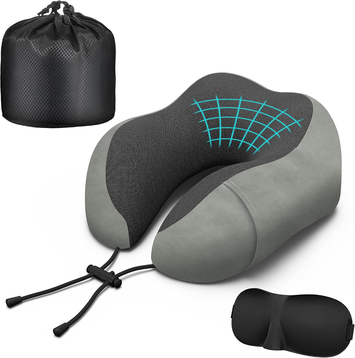 Neck Travel Pillow, Upgraded Memory Foam Pillow for Airplane, Machine Washable, Adjustable Flight Pillow, Suitable for Sleeping Airplane…