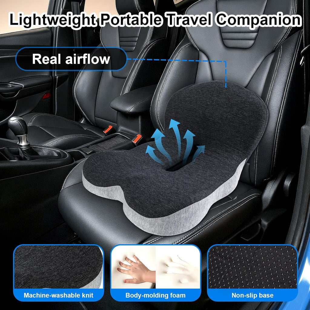 Memory Foam Office Chair Cushion, L-Shaped Integrated Seat Cushions, Chair Seat Cushion for Lower Back Tailbone Protection, Ergonomic…