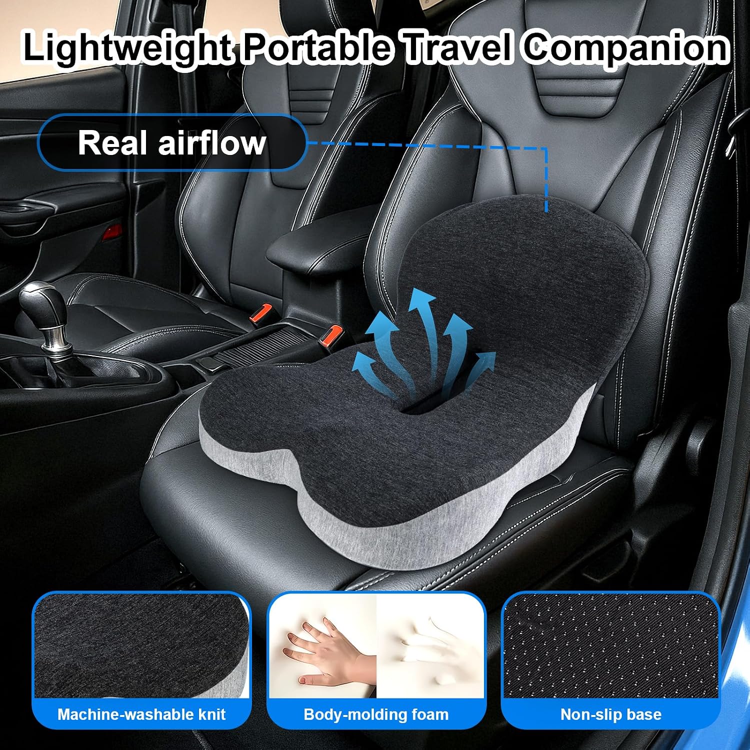 Memory Foam Office Chair Cushion, L-Shaped Integrated Seat Cushions, Chair Seat Cushion for Lower Back Tailbone Protection, Ergonomic…