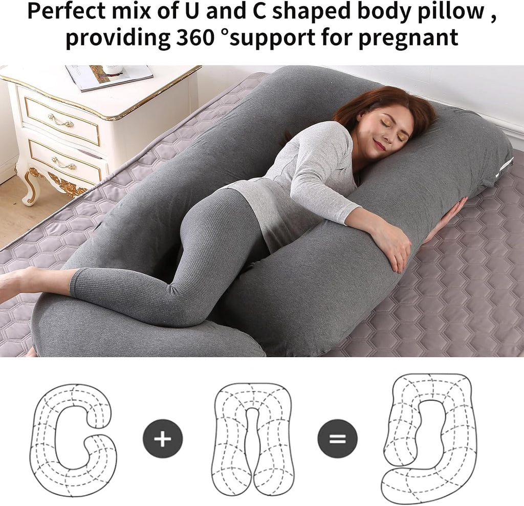 U-Shaped Pregnancy Pillow for Sleeping, Full Body Support for Back, HIPS & Belly -65 Inch Maternity Pillow with Machine Washable Cover |…