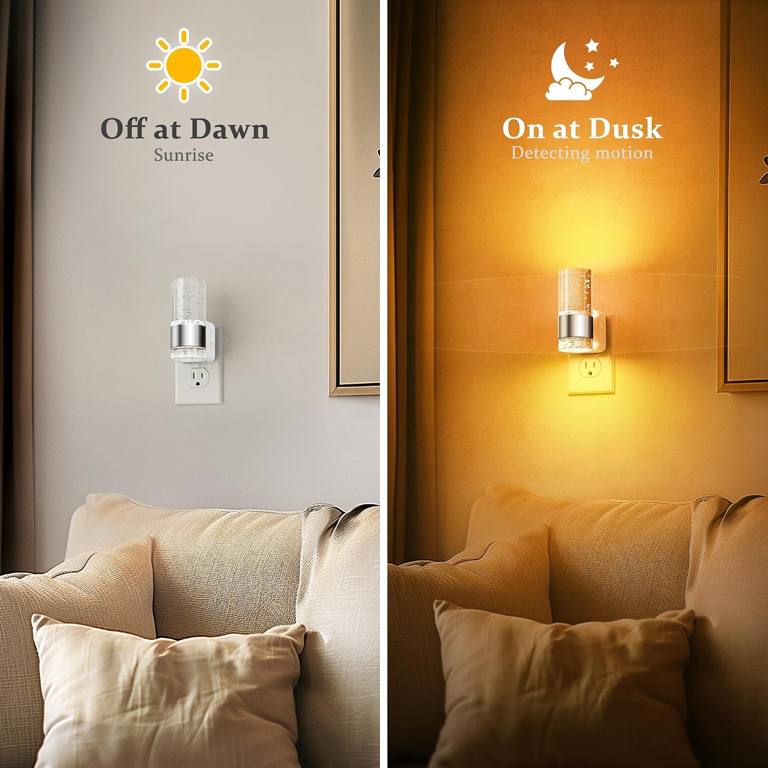 JandCase Night Light, Automatic Night Lights Plug into Wall, 2 Pack Dimmable LED Night Light with Adjustable Brightness, Night Lights…