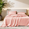 Lovescabin Love's cabin California King Satin Sheet Sets - 4 Piece Coral Silky Sheets Bed Set with Deep Pocket, Luxury Silk Feel Satin Cal…