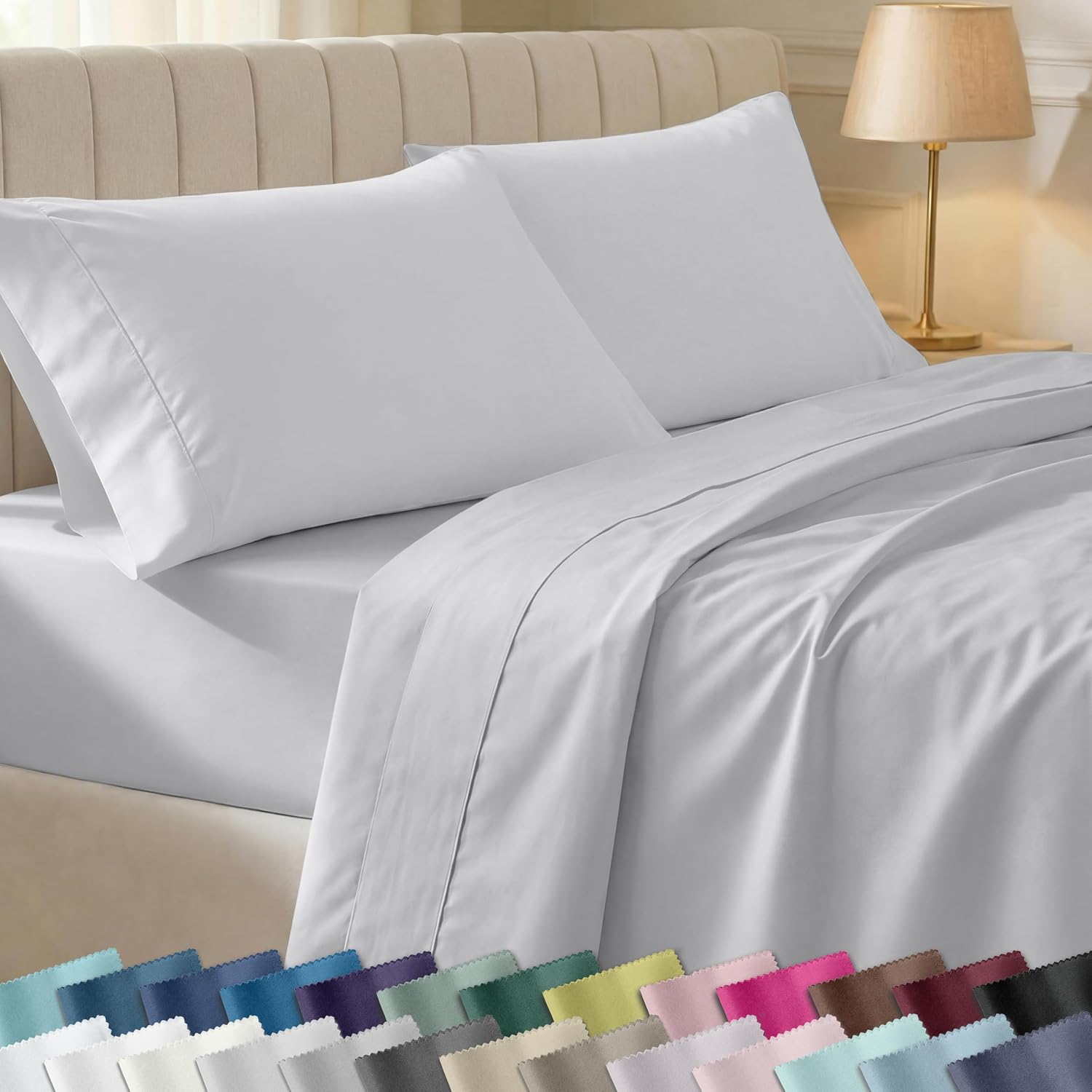 CaliforniaDesignDen California Design Den Soft Cotton Full Size Bed Sheets Set, 400 Thread Count Good Housekeeping Award Winner, Silky Smoo…
