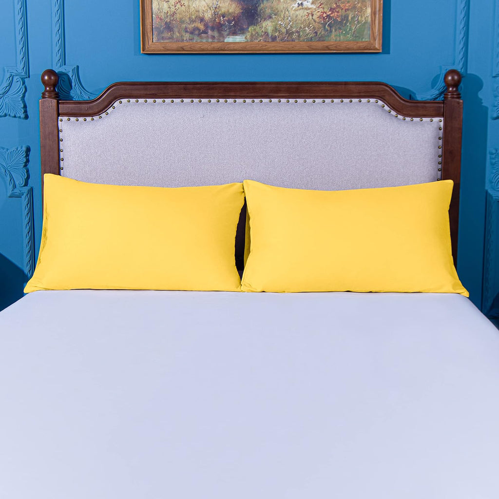 Ntbay King Pillowcase Set - 2 Pack Brushed Microfiber 20x40 Pillowcases - Soft, Wrinkle-Free, Fade-Resistant, Stain-Resistant, Yellow Pillo…