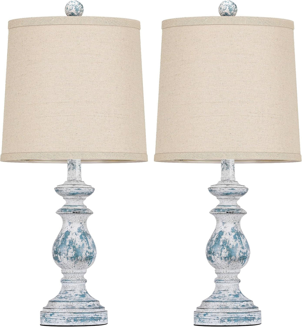 PARTPHONER Traditional Table Lamp Set of 2, Rustic Farmhouse Table Lamps for Living Room Bedroom, 22" Bedside Desk Lamps Vintage…