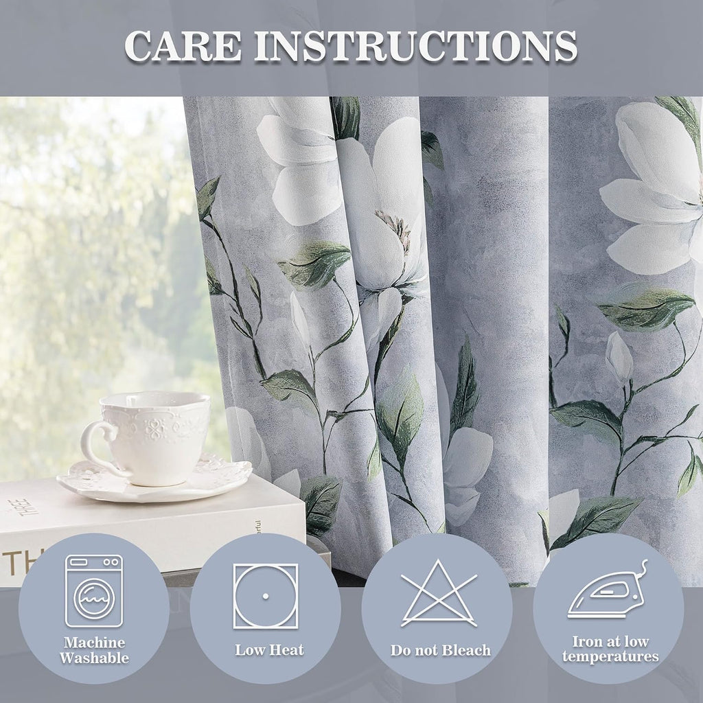 Myskyhome MYSKY HOME Floral 95% Blackout Curtains 84 Inches Long 2 Panels Set for Living Room - Thermal Insulated Black Out Flower Pattern…