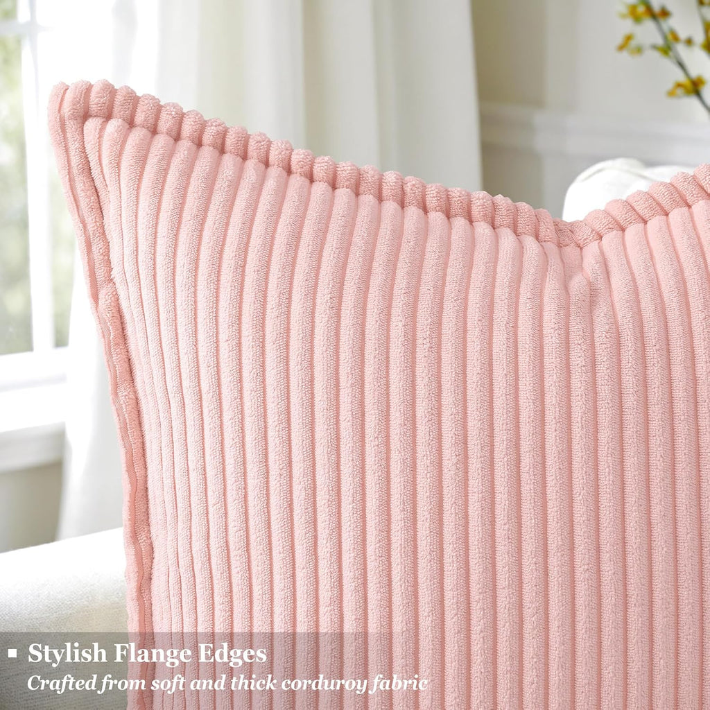 decorUhome Summer Corduroy Pink Throw Pillow Covers 12x20 Set of 2 Decorative Soft Boho Farmhouse Lumbar Couch Pillow Covers for Living Roo…