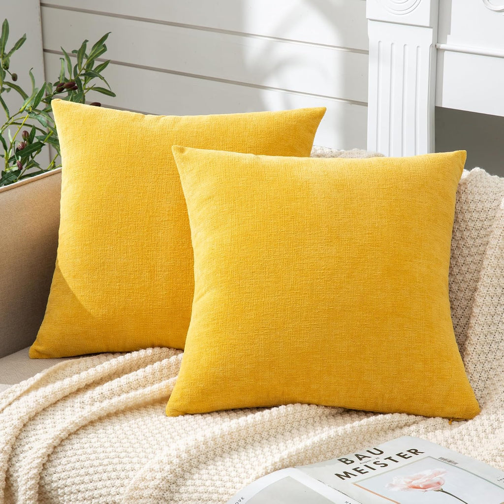 Gawamay Decorative Chenille Throw Pillow Covers 26x26 Inch Pack of 2, Soft Square Couch Pillow Cover for Sofa Cushion Living Room Bedroom S…