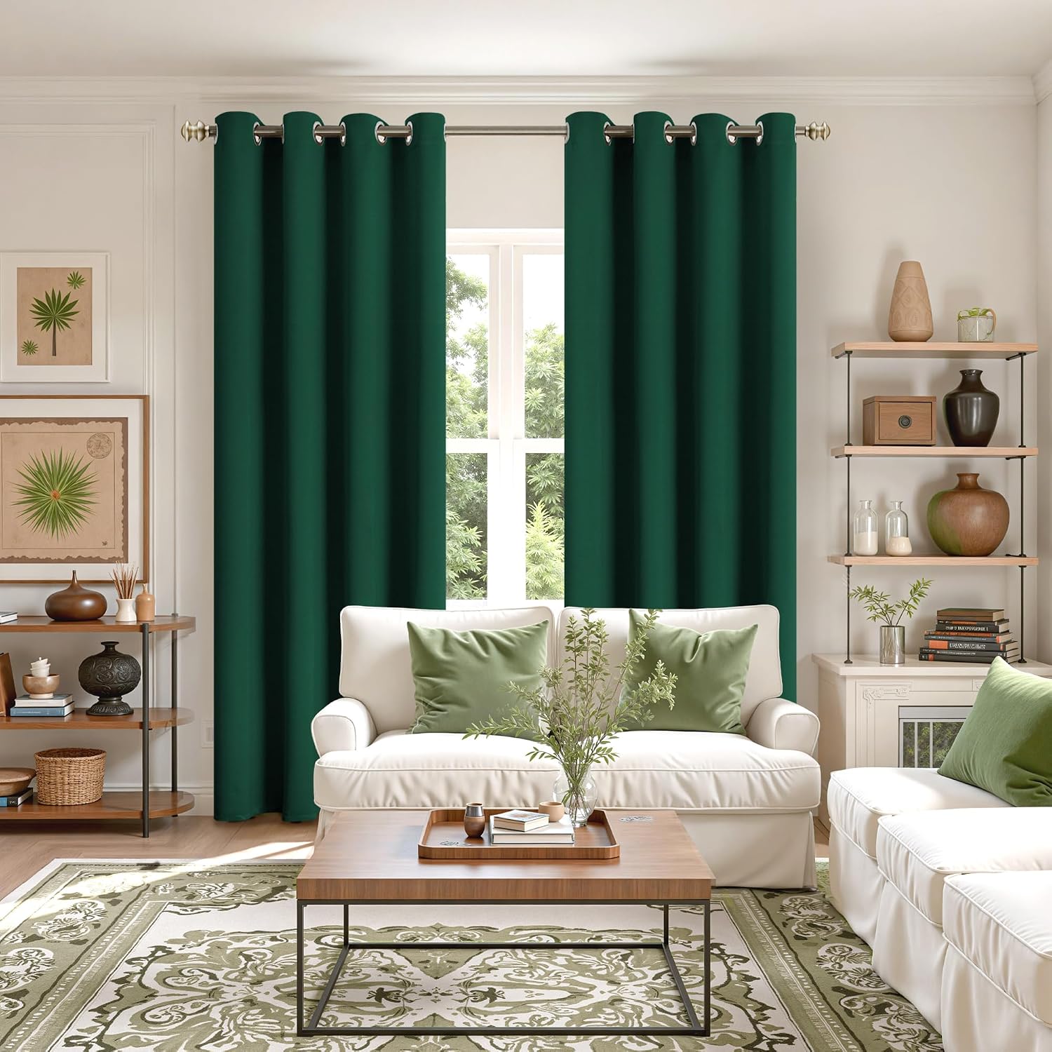 YoungsTex Emerald Green Blackout Curtains 84 Inch Length for Living Room - Thermal Insulated with Grommet Room Darkening Window Treatments…