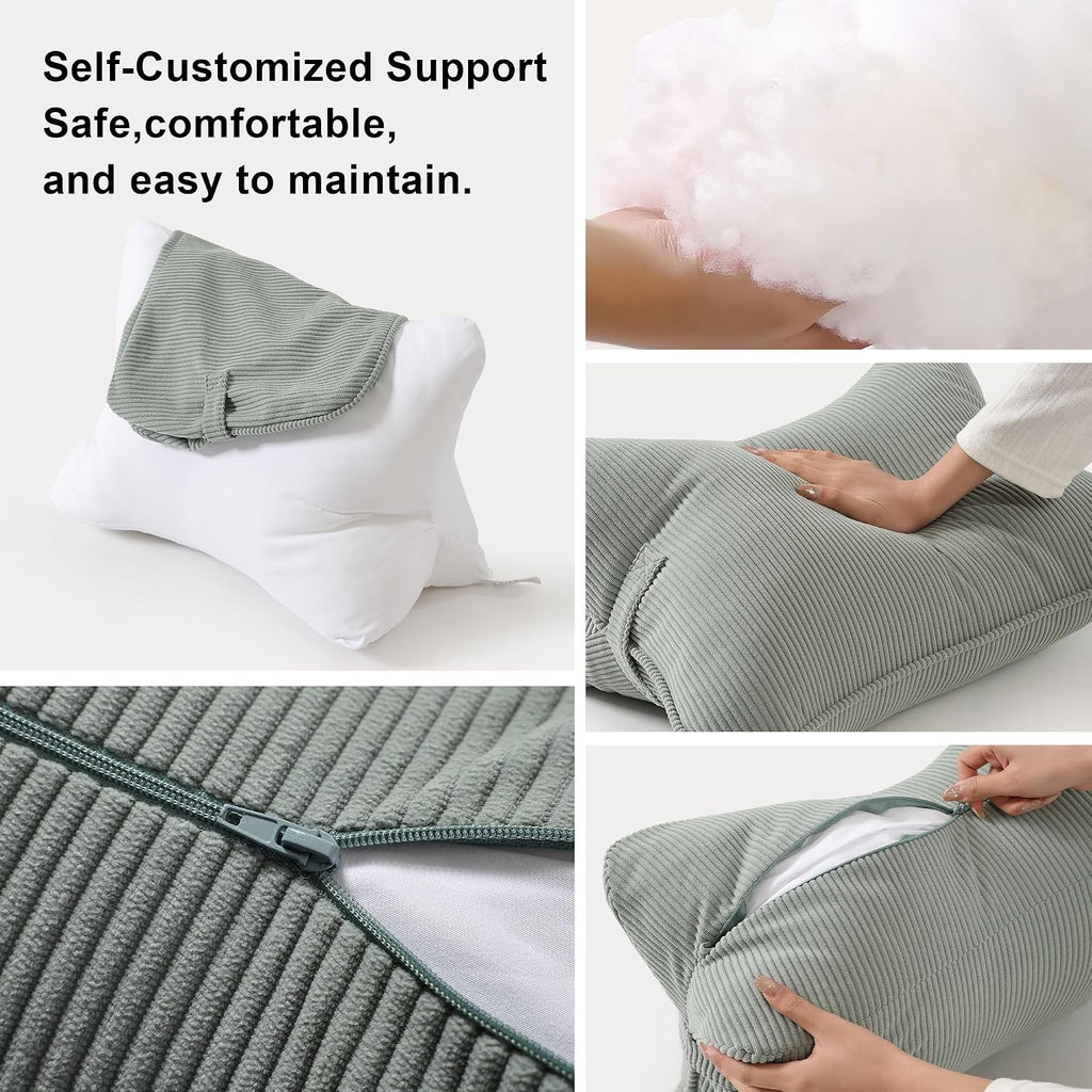 Pat. Pend. Corduroy Lumbar Support Back Pillow for Sitting Up & Reading, Ergonomic Triangle Back Support Cushion for Sofa, Armchair &…