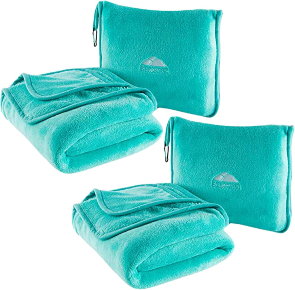 BlueHills 2-Pack Premium Soft Travel Blanket Pillow Airplane Blanket for Two in Soft Bag Pillowcase Compact Pack Large Blankets for…