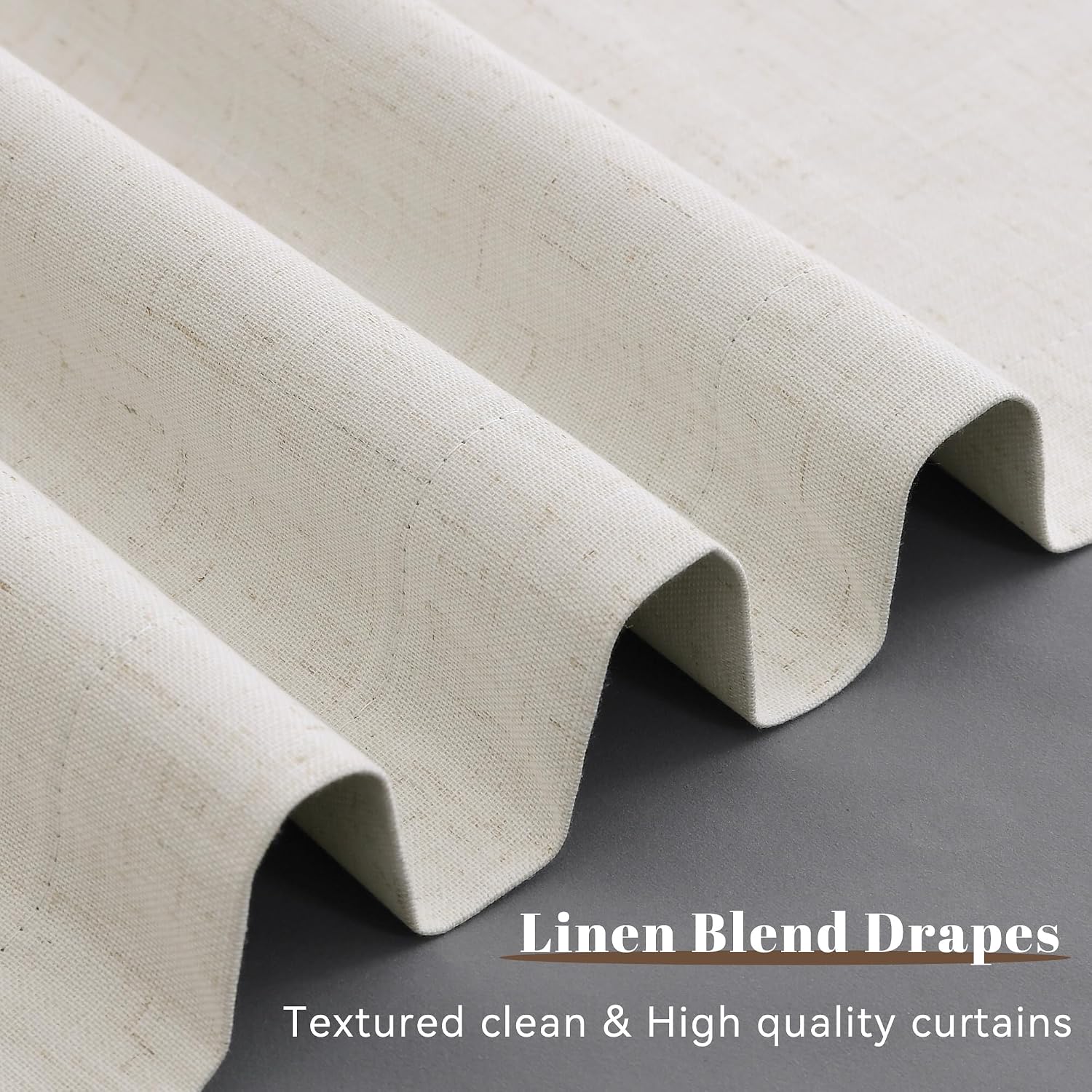 Guken Cream Natural 100% Blackout Linen Bedroom Curtains 100 Inches Long 2 Panel Sets Back Tab Beige Farmhouse Black Out Room Darkening The…