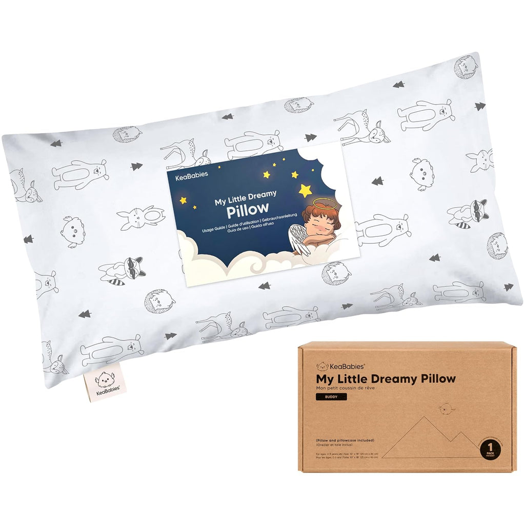 Toddler Pillow with Pillowcase - 10x18 My Little Dreamy Kids Travel Bed Pillows for Sleeping, Organic Cotton Small Pillowcase, Soft &…