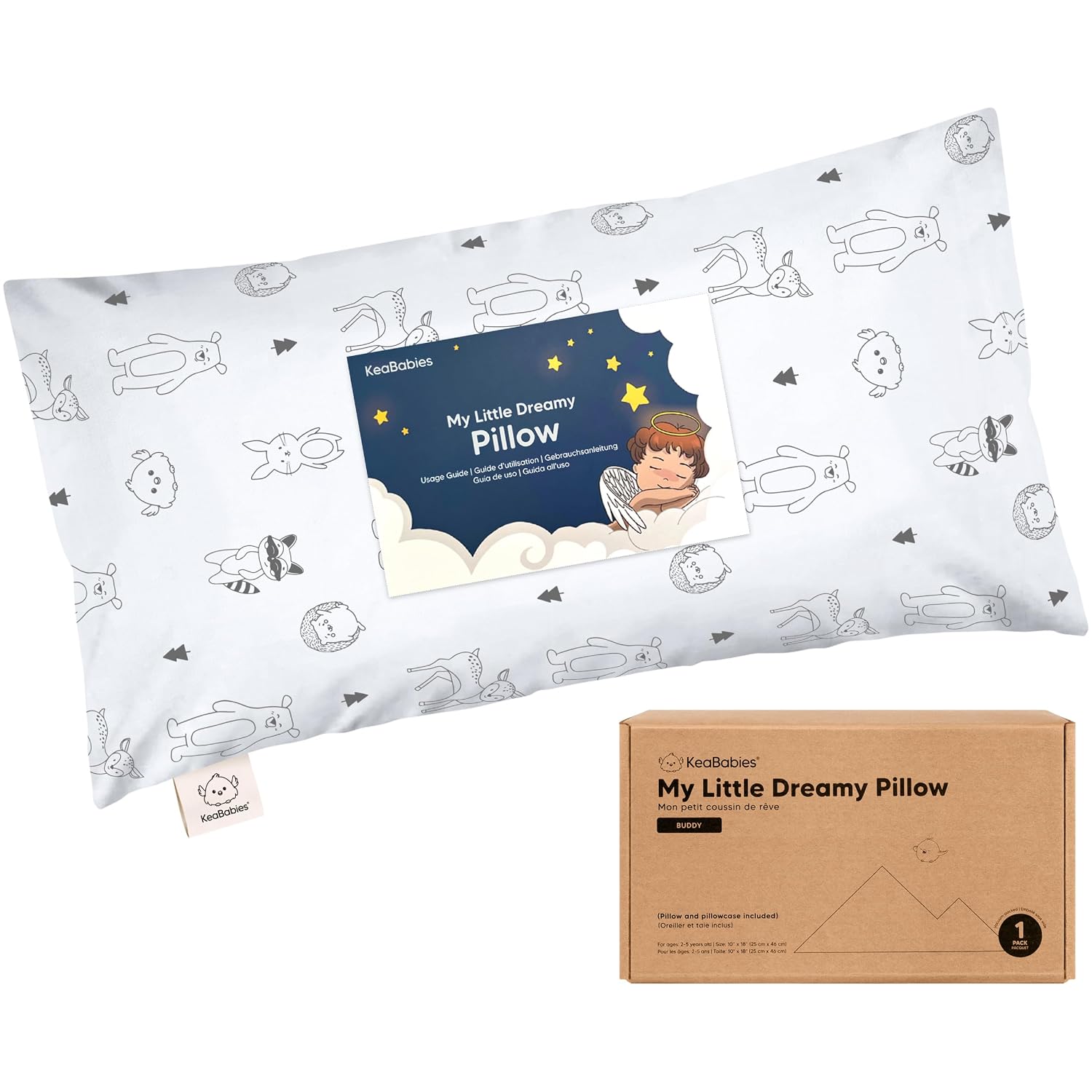 Toddler Pillow with Pillowcase - 10x18 My Little Dreamy Kids Travel Bed Pillows for Sleeping, Organic Cotton Small Pillowcase, Soft &…