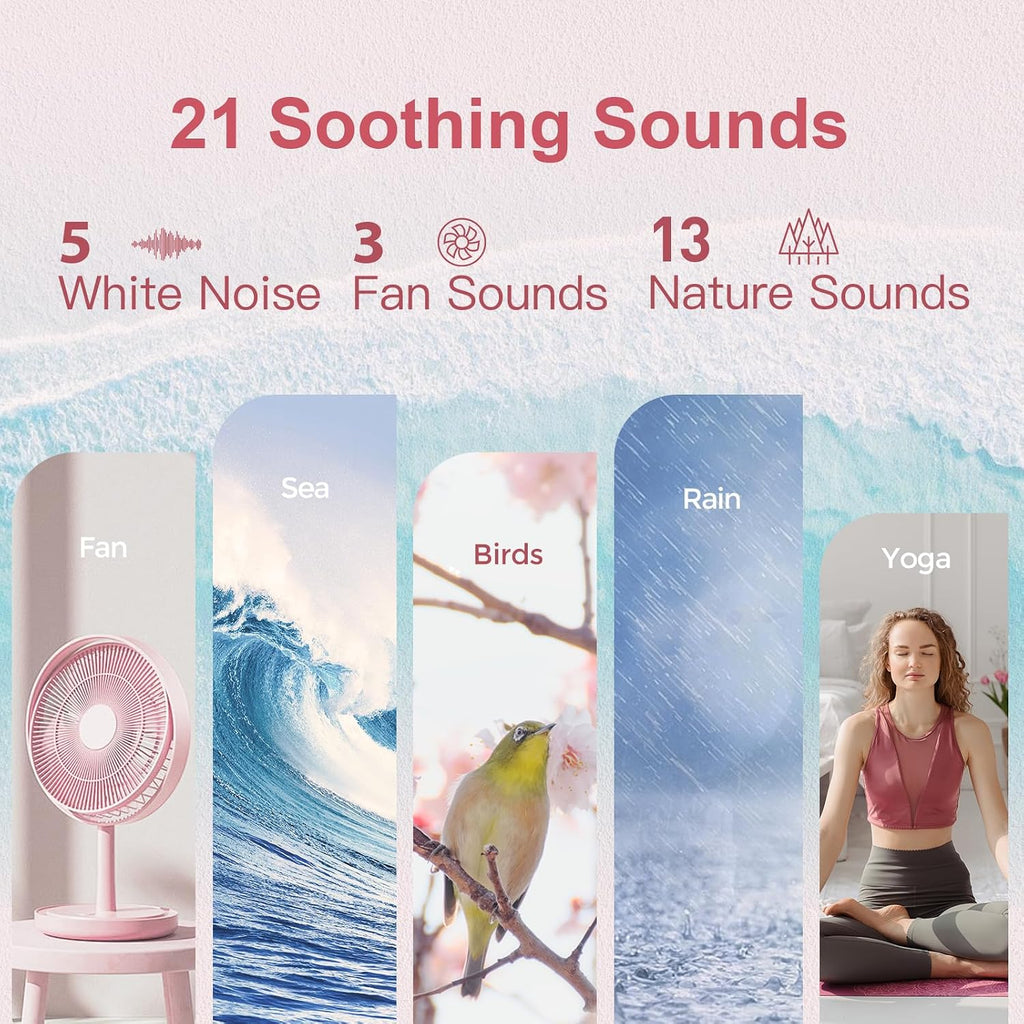 ANJANK White Noise Sound Machine Alarm Clock with Bluetooth Speaker, Hi-Fi Stereo Sound, 21 Soothing Sounds/7 Night Lights, 0-100%…