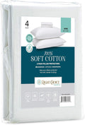 Right Choice Bedding Cotton Pillow Protectors with Zipper, (Set of 4) Cotton White