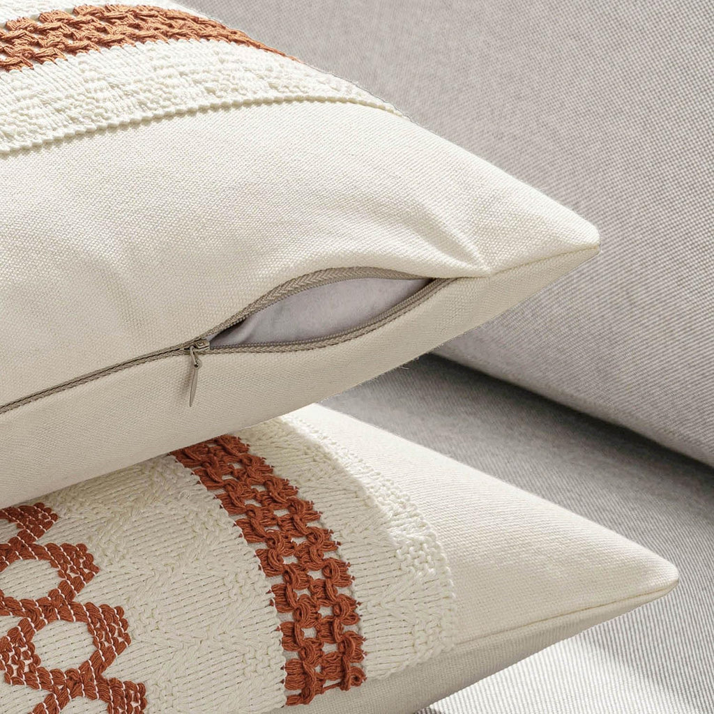 MIULEE Set of 2 Burnt Orange Decorative Pillow Covers 18x18 Inch Farmhouse Rustic Boho Couch Throw Pillows Modern Cotton Cushion Covers…
