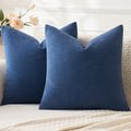 Miulee Navy Blue Couch Pillow Covers 20x20 Inch, Set of 2 Soft Chenille Decorative Square Throw Pillow Covers Farmhouse for Sofa Living Roo…