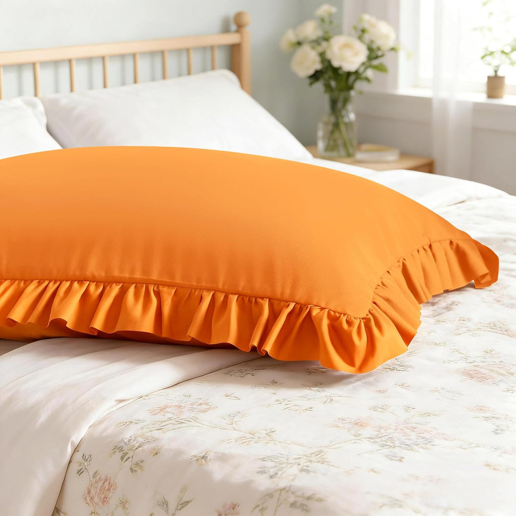 Aerlomi Ruffled Pillowcases, Queen Pillow Shams 20x30 Set of 2, Brushed Microfiber with Envelope Closure, Soft Wrinkle-Resistant, Or…