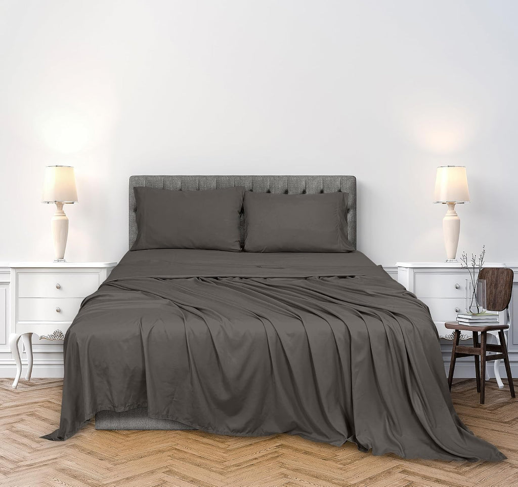 Royalelinens ROYALE LINENS 300 Thread Count 100% Long Staple Combed Cotton Sheet Set - 4 Piece King Bed Sheets - 1 Fitted, 1 Flat & 2 Pillo…