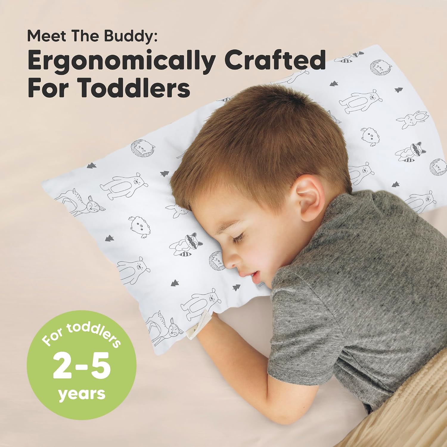 Toddler Pillow with Pillowcase - 10x18 My Little Dreamy Kids Travel Bed Pillows for Sleeping, Organic Cotton Small Pillowcase, Soft &…