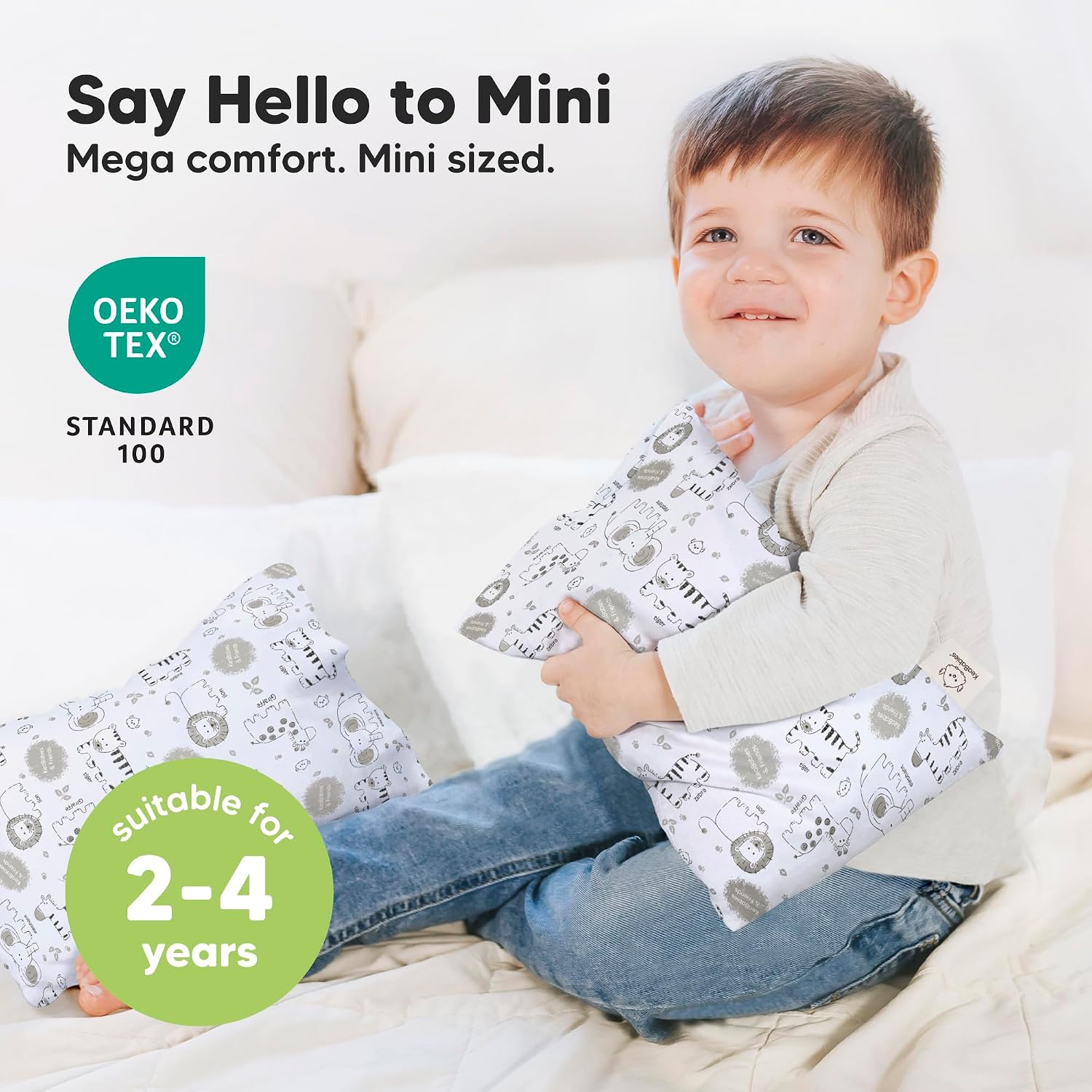 Mini Toddler Pillow with Pillowcase - 9x13 My Little Dreamy Travel Kids Pillow for Sleeping, Toddler Bed, Small, Tiny, Organic Cotton…