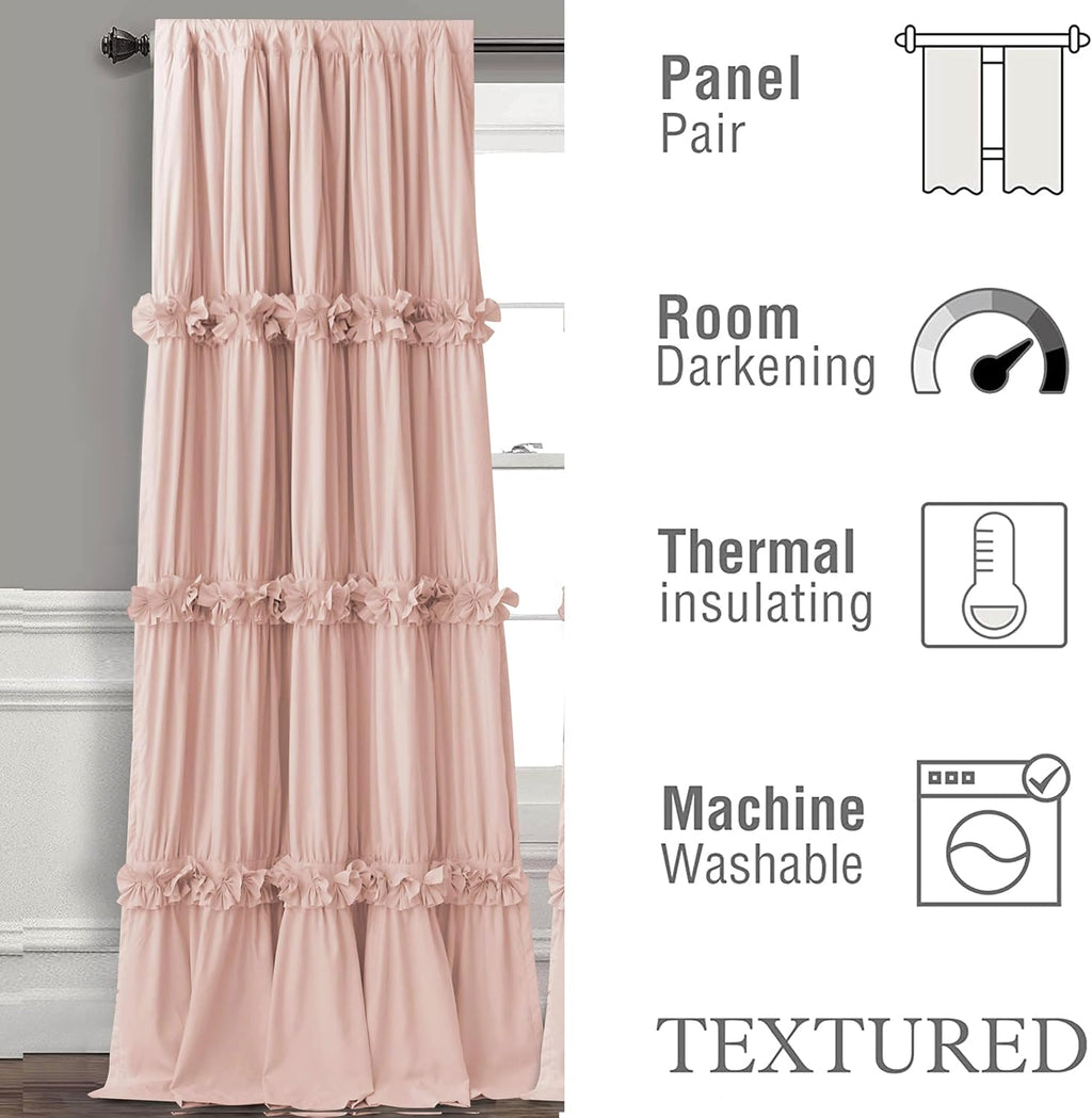 Homechoice Decor Thermal Insulated Blackout Window Curtains, 52" W x 96" L x 2 Panels, Boho Ruched Window Treatments with Butterfly…