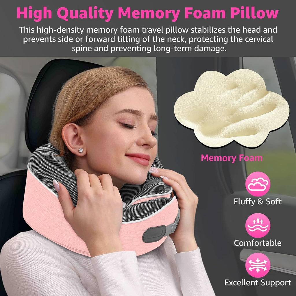 Travel Pillows for Airplanes Ergonomic Memory Foam Neck Pillow for Travel - 360° Head & Neck Support for Sleeping on Flights, Cars…