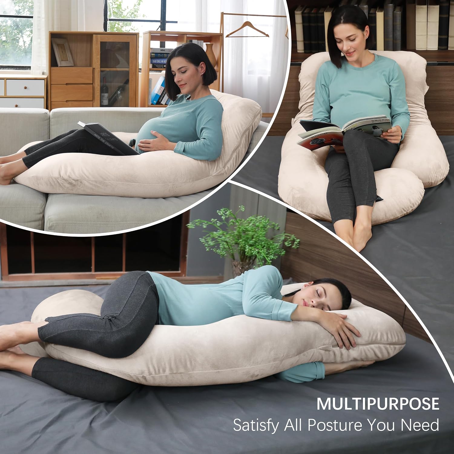 Moonpark MOON PARK Pregnancy Pillows for Sleeping - U Shaped Full Body Maternity Pillow with Removable Cover - Support for Back, Legs, Bell…