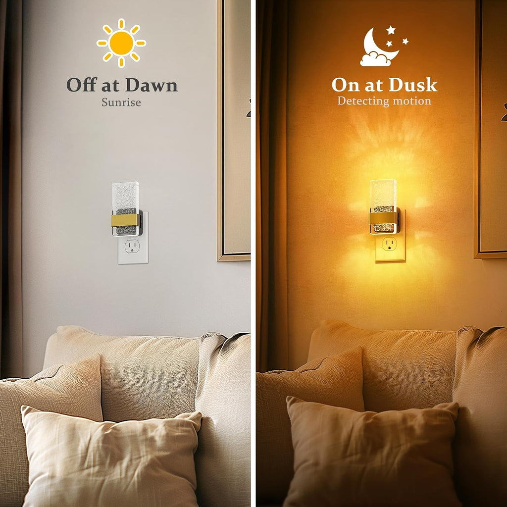 JandCase Night Lights Plug into Wall, Dusk to Dawn Sensor, 2000K Amber Warm White LED, Acrylic Bubble Design, 0-100lm Adjustable…