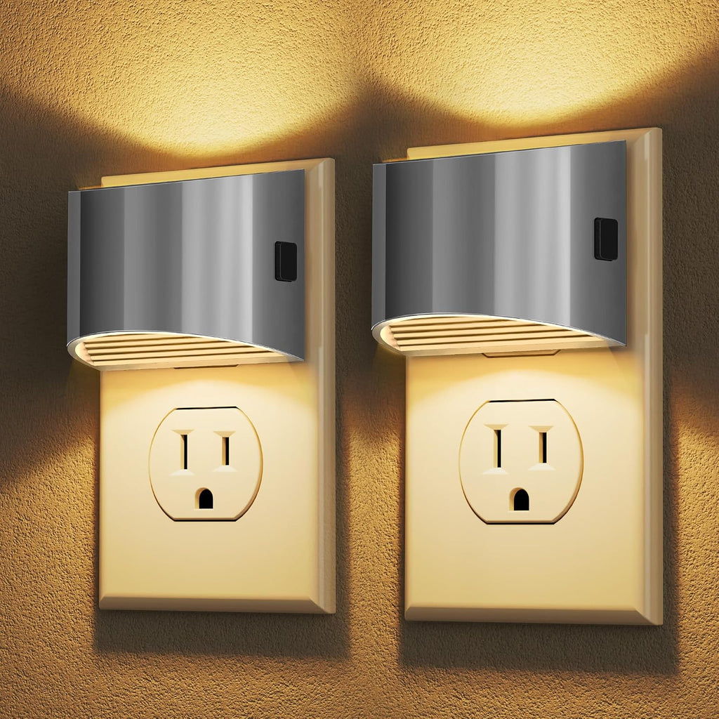 DORESshop LED Night Light[2 Pack], Night Lights Plug into Wall, 3 Level Brightness Adjustable Plug in Night Light, Dusk to Dawn Sensor…