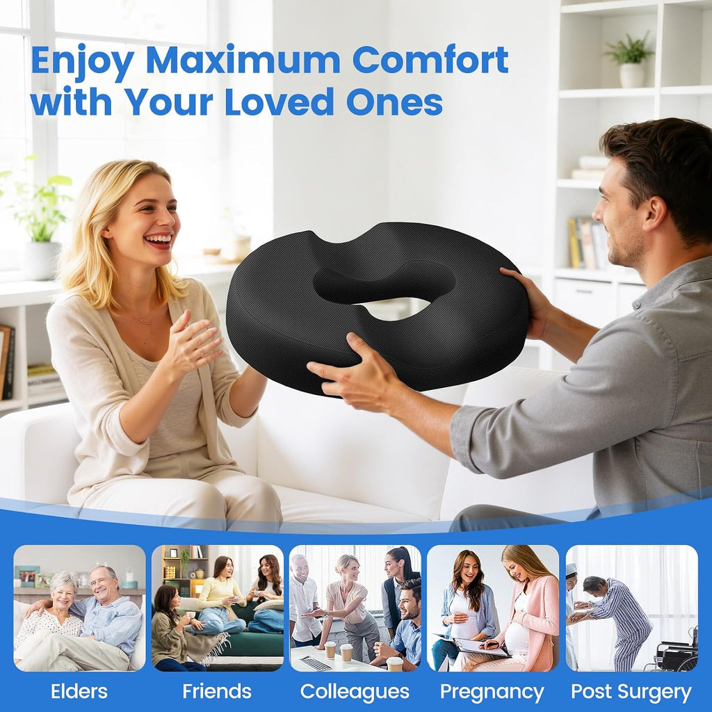 DailyCuddles Donut Pillow for Tailbone Pain, Hemorrhoids - Cooling Gel Memory Foam Chair Seat Cushion for Office, Home & Wheelchair,…