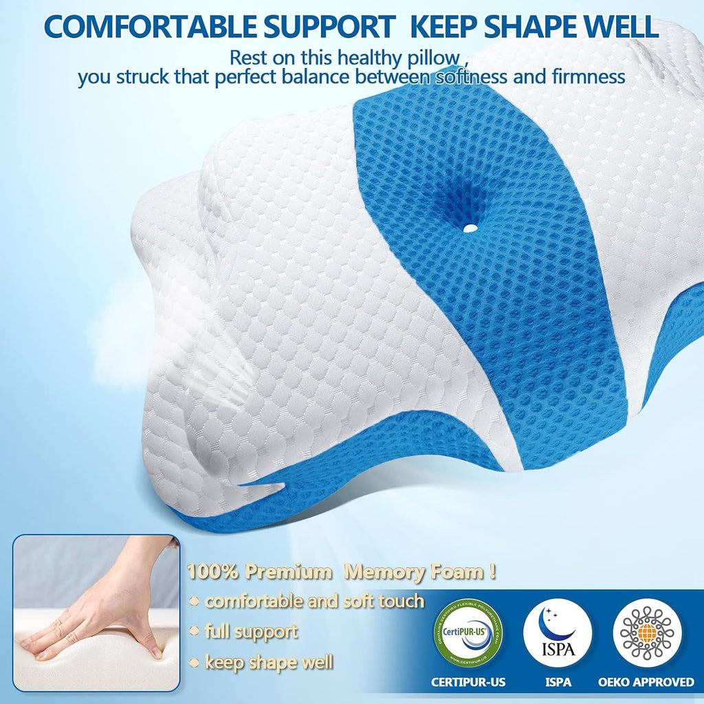 CHxxy Cervical Neck Pillow for Sleeping, Memory Foam Pillows, Ergonomic Side Sleeper Pillows for Adults, Orthopedic Neck Support Pillow for…