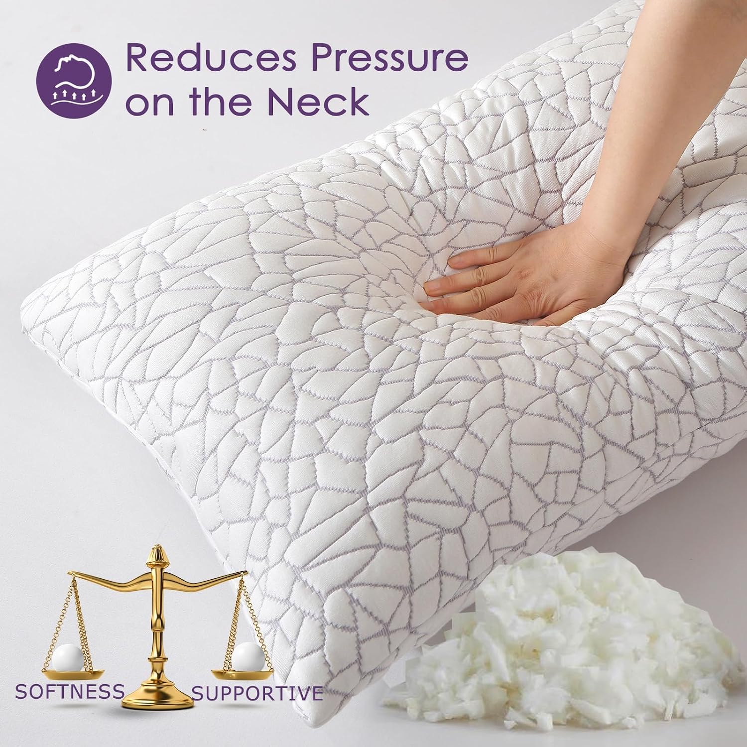 Shredded Memory Foam Full Body Pillow - Cooling Removable Bamboo Rayon Cover + Extra Gel Foam, Soft-Firm Adjustable for Adults, Oeko &…