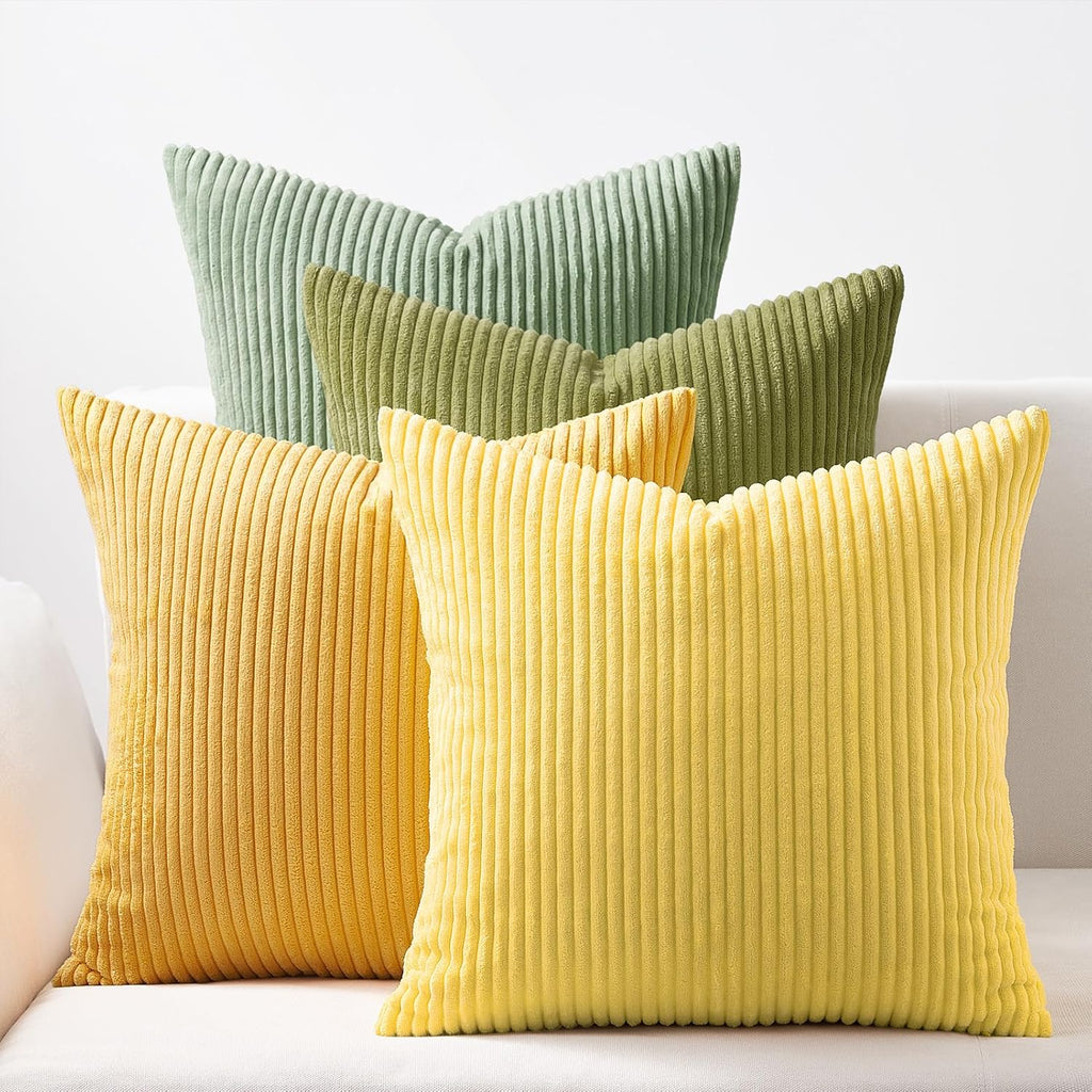 Topfinel Euro Shams Decorative Throw Pillow Covers 26x26 Inch Set of 4, Oversized Large Cushion Cases for Couch Sofa, Living Room, Corduroy Ye…