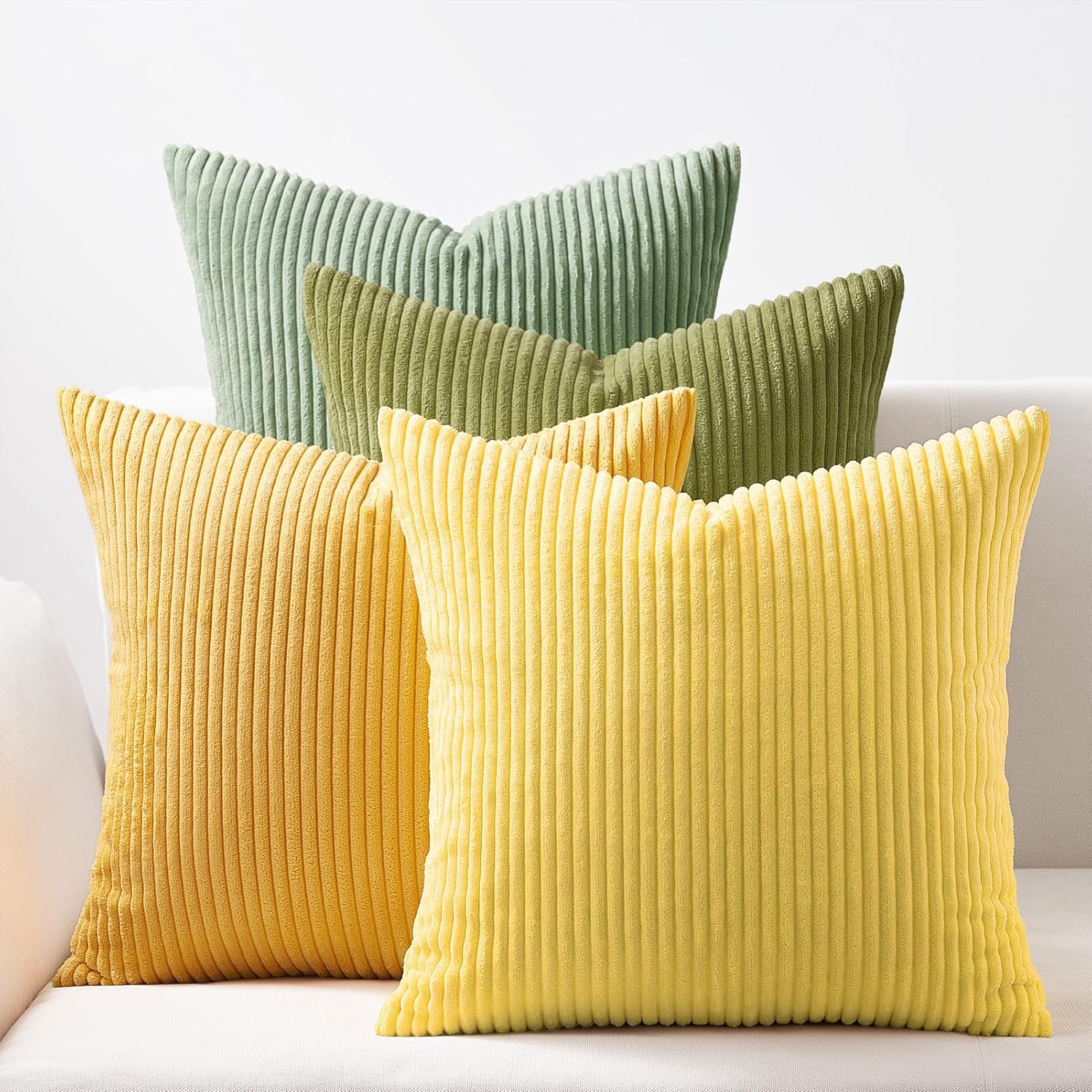 Topfinel Euro Shams Decorative Throw Pillow Covers 26x26 Inch Set of 4, Oversized Large Cushion Cases for Couch Sofa, Living Room, Corduroy Ye…