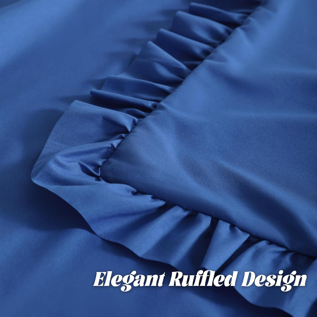 Bedsum Ruffled Pillow Shams Standard 20x26 Set of 2, Brushed Microfiber Pillowcases with Envelope Closure, Soft Wrinkle-Resistant, Royal Bl…
