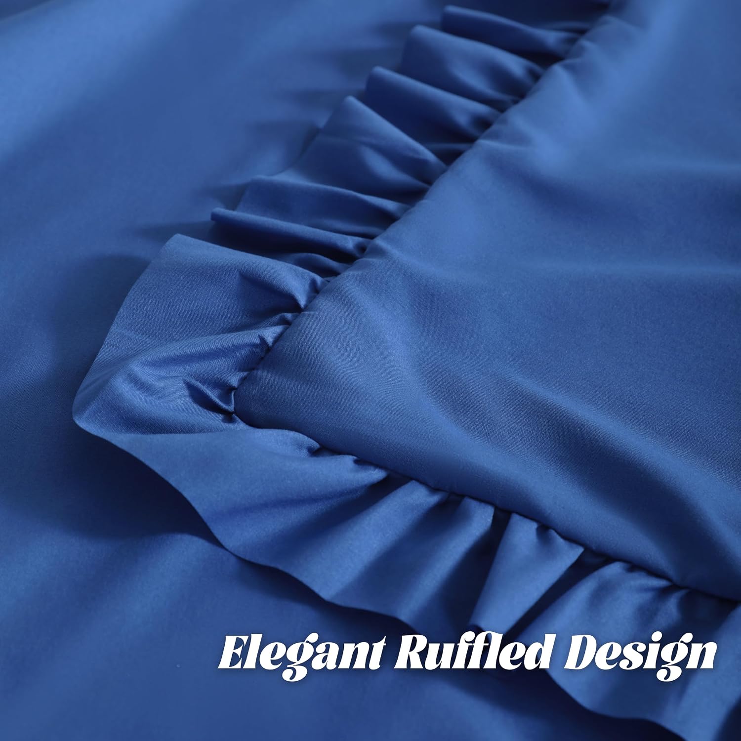 Bedsum Ruffled Pillow Shams Standard 20x26 Set of 2, Brushed Microfiber Pillowcases with Envelope Closure, Soft Wrinkle-Resistant, Royal Bl…