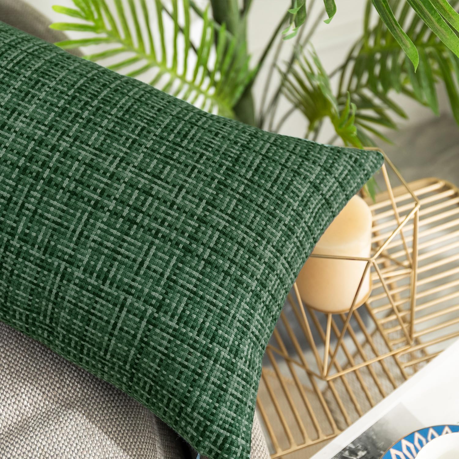Kevin Textile Pack of 2 Decorative Outdoor Waterproof Throw Pillow Covers Stripe Square Pillowcases Modern Cushion Cases for Patio Couch…