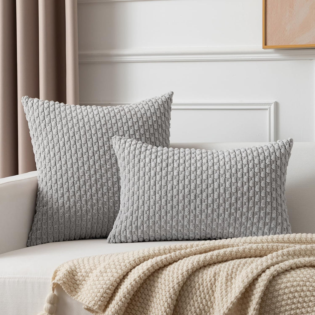 KevinTextile Kevin Textile 16x24 Inch Pillow Cover 1 Pack Boho Decorative Soft Striped Corduroy Lumbar Farmhouse Solid Color Accent Rectang…