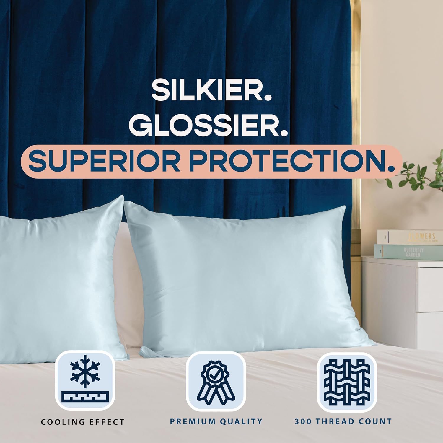 Blissford Satin Pillowcase with Zipper, for Hair and fabric comfort, Feels Soft and Cool Like a Silk Pillowcase, Satin Pillow Cases 2…