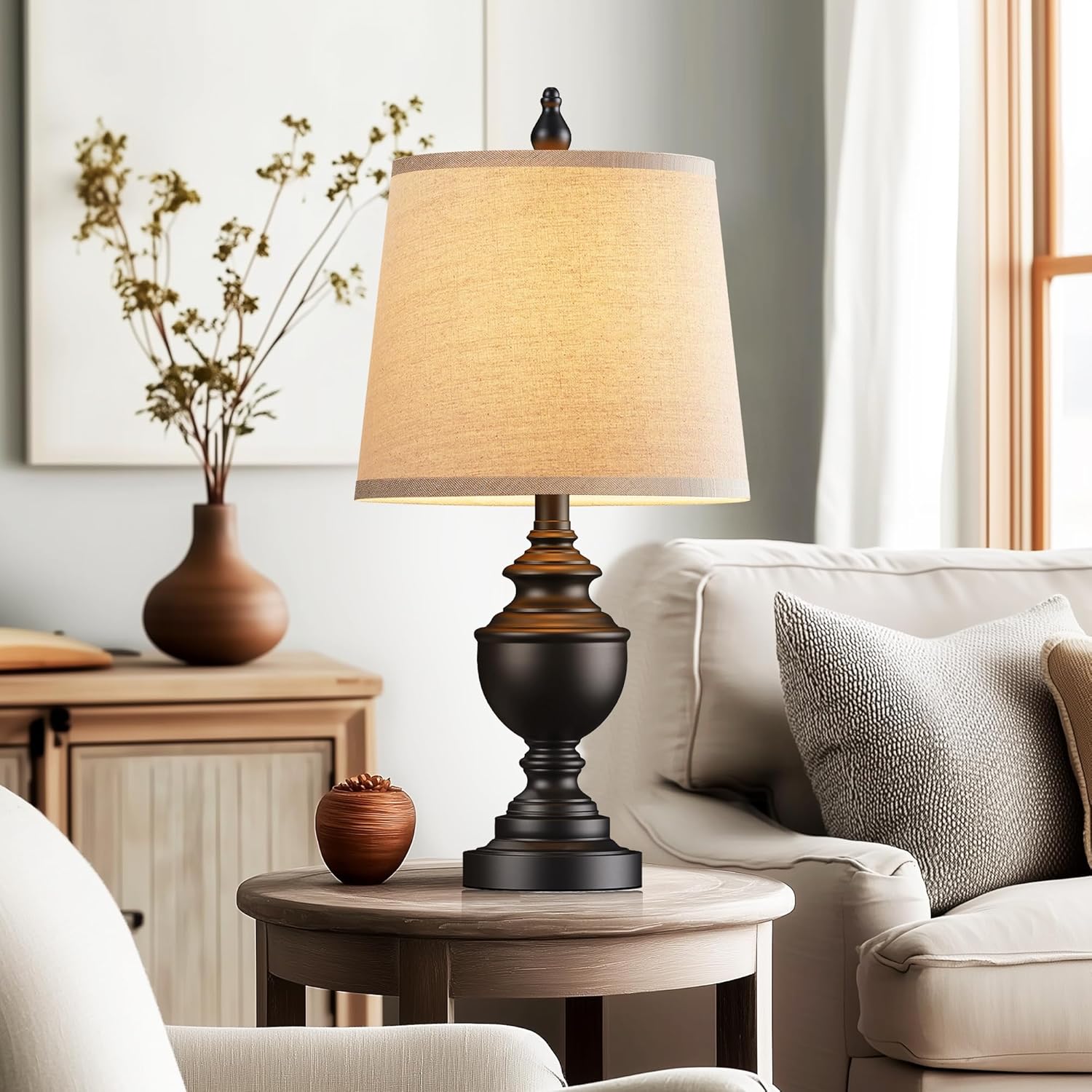 PARTPHONER Retro Table Lamps Set of 2, Bedside Lamp for Bedroom Rustic Farmhouse Table Lamps for Living Room, Vintage Nightstand Lamps…