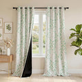 Meetsky 95% Blackout Curtains for Living Room - Sage Green and Grey Leaf Printed Curtain 96 Inches Long, Thermal Insulated Grommet Window D…