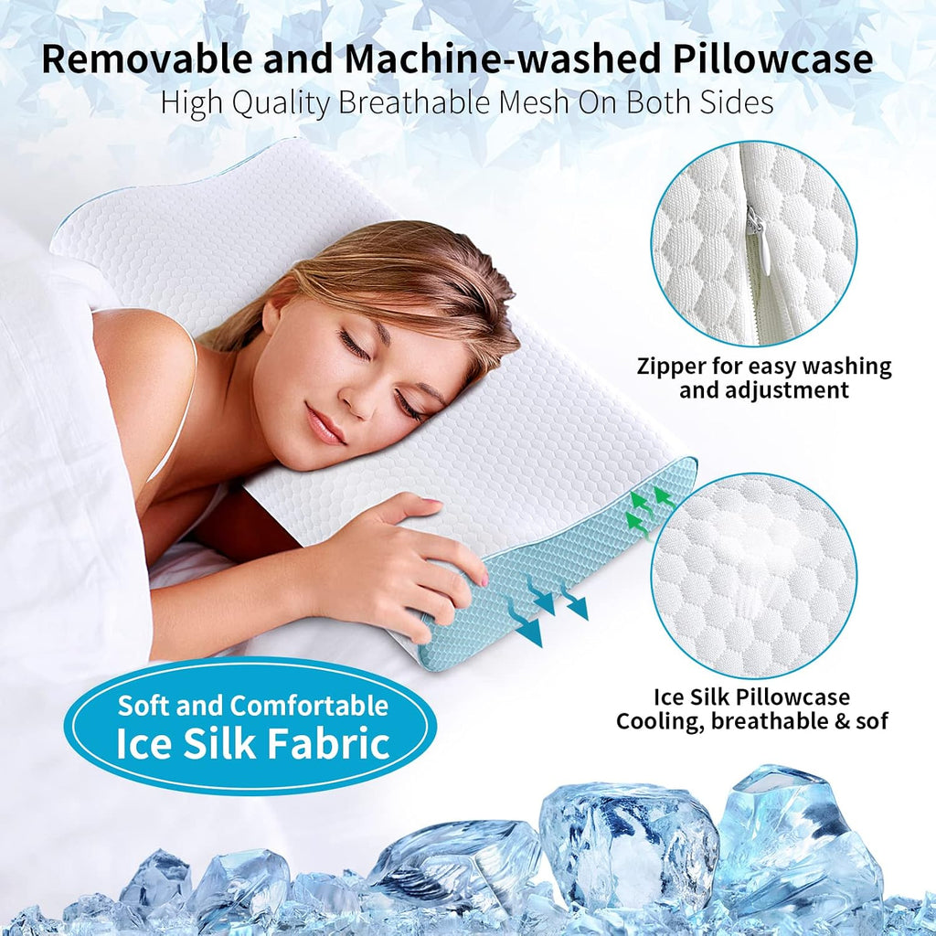 Memory Foam Pillows Neck Pillow Bed Pillow for Sleeping Ergonomic Cervical Contour Pillow for Side Back Stomach Sleeper for Neck and…