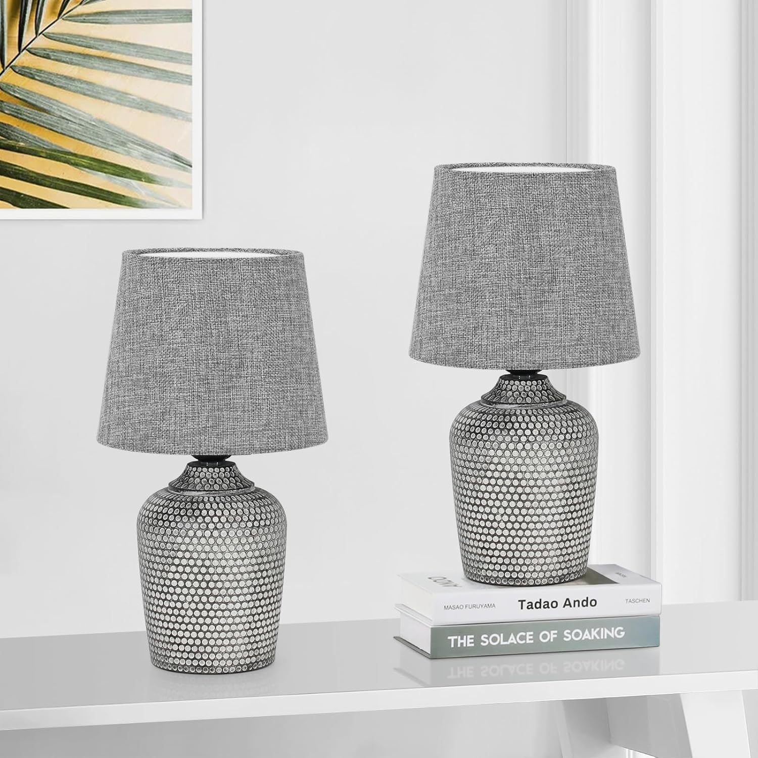 Sucolite 11.8'' Small Table Lamps Set of 2, Bedside Nightstand Lamps for Bedroom Kid’s Room, Cute Desk Lamps with Studded Texture Base…