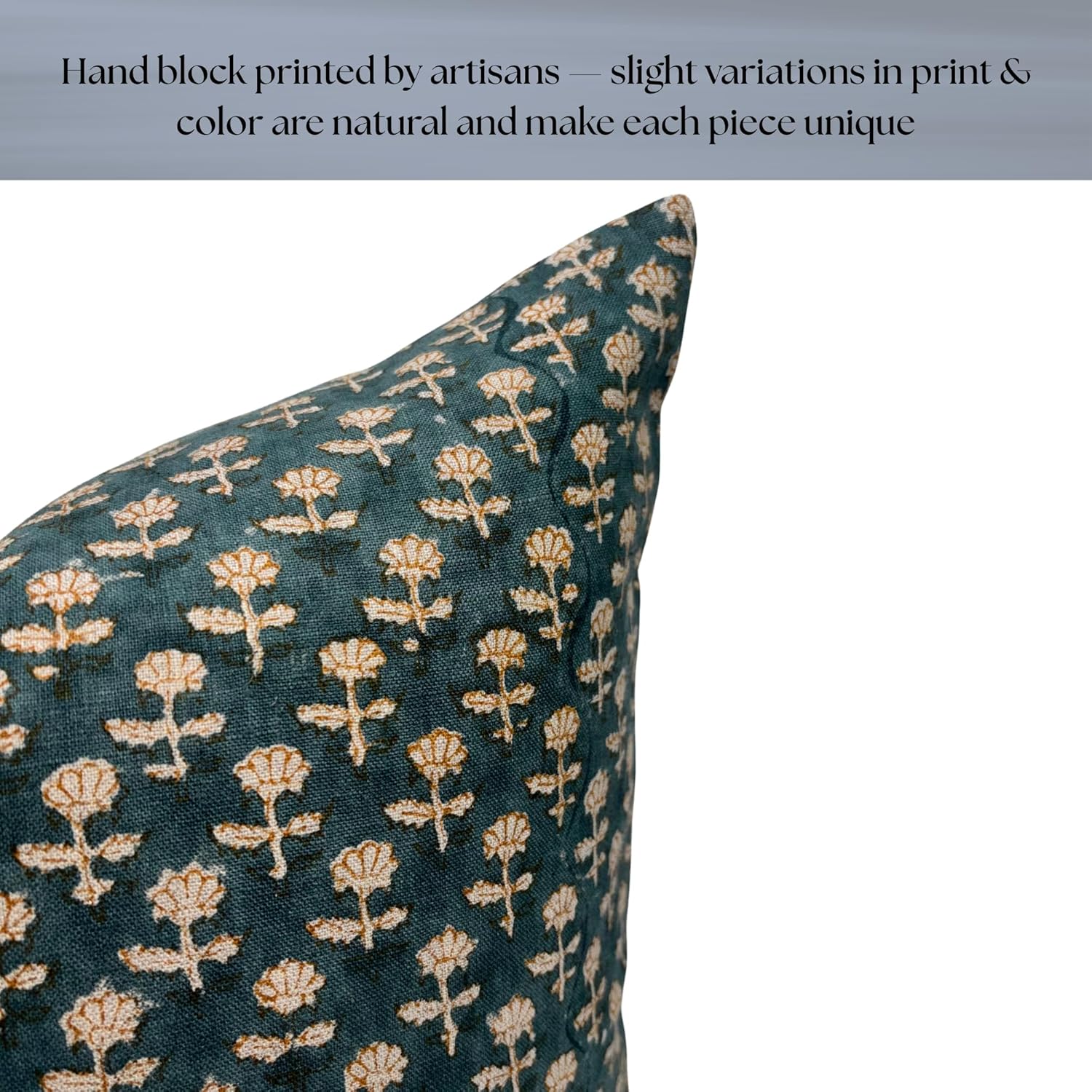 LineandLoop Linen Blue Throw Pillow Covers 20x20 inch Floral Pillows Spring Decorative Pillow Covers for Living Room, Bedroom 2 inches cott…