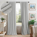 Pitalk 102 Inch Long Curtains Blackout Linen Cotton Textured Black Out Curtains Energy Saving Curtain for Kids Bedroom Living Room Farmhous…