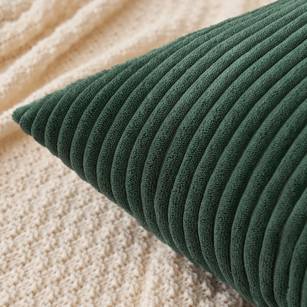 MIULEE Pack of 2 Corduroy Pillow Covers 12 x 20 Inch Lumbar Throw Pillow Covers Army Green Pillowcases for Spring Sofa Bedroom Couch
