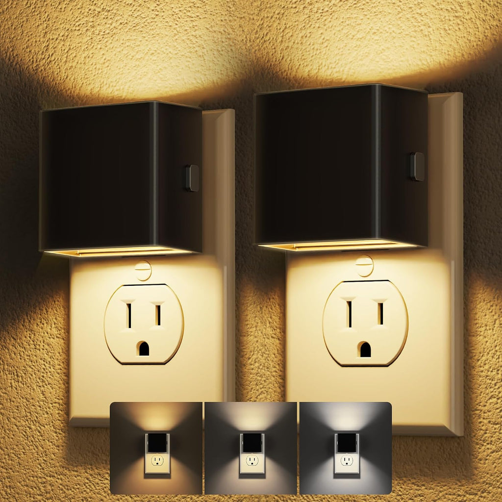 DORESshop Night Lights Plug Into Wall, [2 Pack] Plug in Night Light with 3 Color Temperatures, Dusk to Dawn Sensor, Night Light for Hallway…