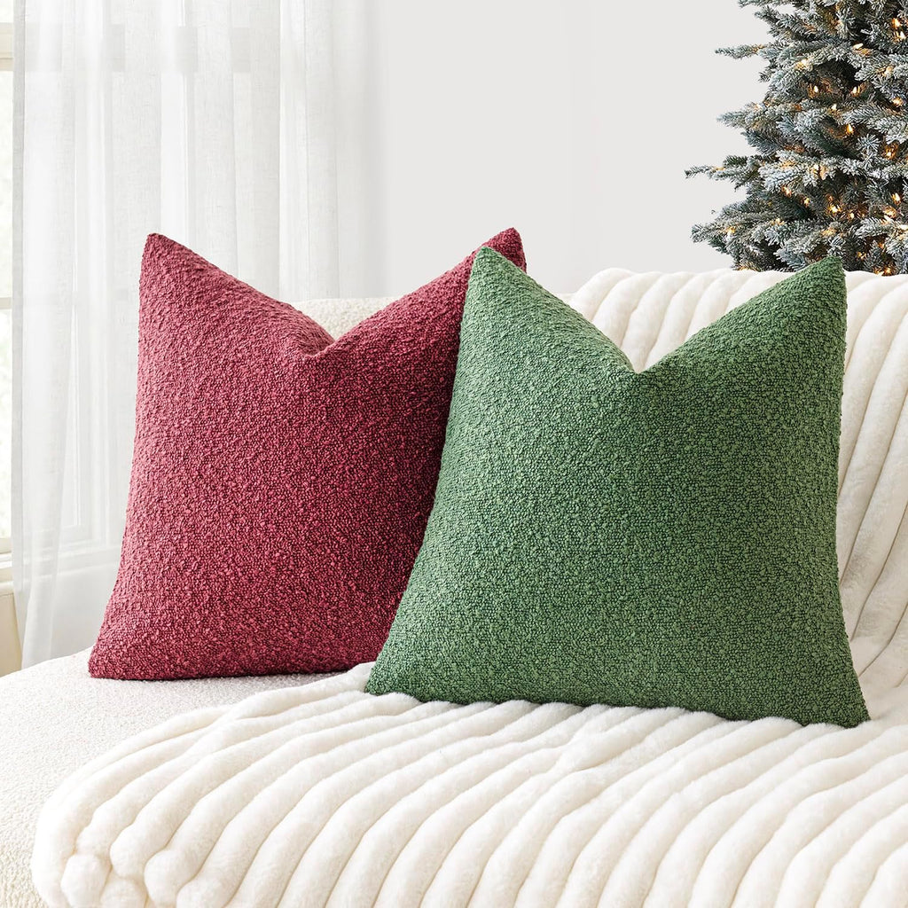 Foindtower Decorative Textured Boucle Throw Pillow Covers Accent Solid Pillow Cases Neutral Soft Cozy Couch Cushion Case for Chair Sofa…